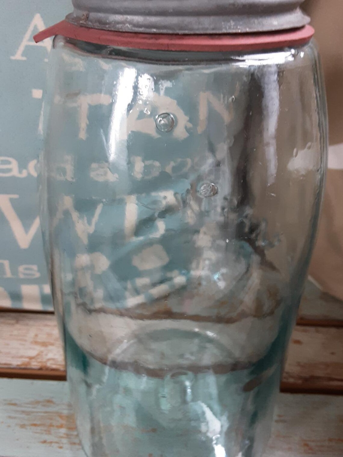 Antique/vintage Mason Jar Half Gallon Green Canning Jar Zinc Etsy