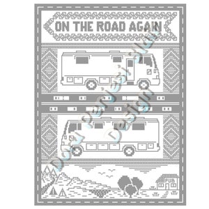 Home On The Road Mosaic Crochet Throw (Motorhome/RV/Camper van)
