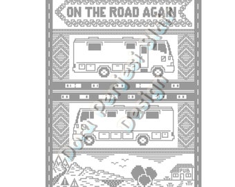 Home On The Road Mosaic Crochet Throw (Motorhome/RV/Camper van)