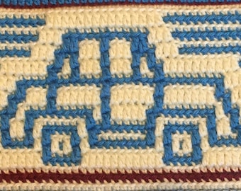 Bloque de crochet de mosaico superpuesto de Little Car