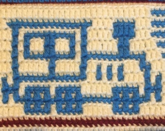 Bloque de crochet con mosaico superpuesto de Little Train