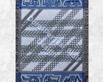 Kleine Fahrzeuge überlagern Mosaik Häkeldecke