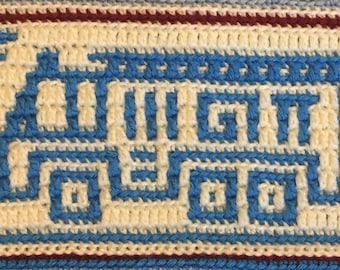 Bloque de crochet de mosaico superpuesto de pequeño camión de bomberos