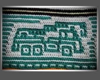 Bloque de crochet con mosaico superpuesto de camión grúa pequeño