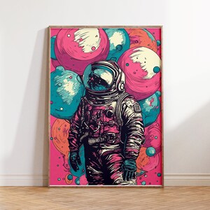 Spaceman Pop Art Print, Digital Download, Space Wall Decor, Modern Astronaut Artwork