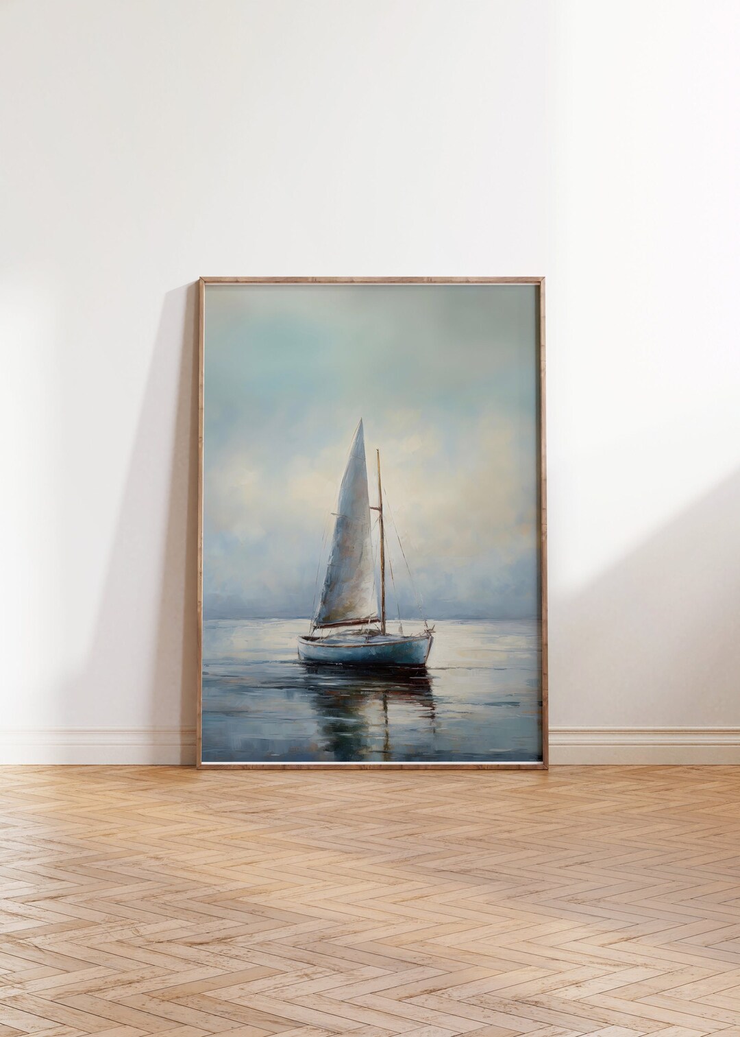Sailboat Oil Painting Print | Vintage Coastal Wall Art | Digital ...