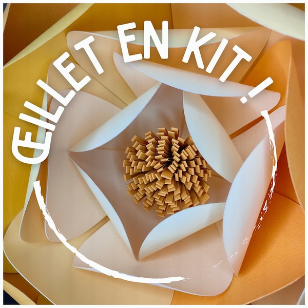 Œillet en KIT (environ 20 cm de diamètre) - Fleur en kit, Paper flower, Diy kit, Papercut, Diy home decor.