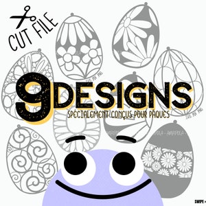 9 Œufs de Pâques SVG Cut File, Easter Eggs PNG, Easter Eggs SVG, Spring svg, Easter, Spring Cut File, Happy Easter