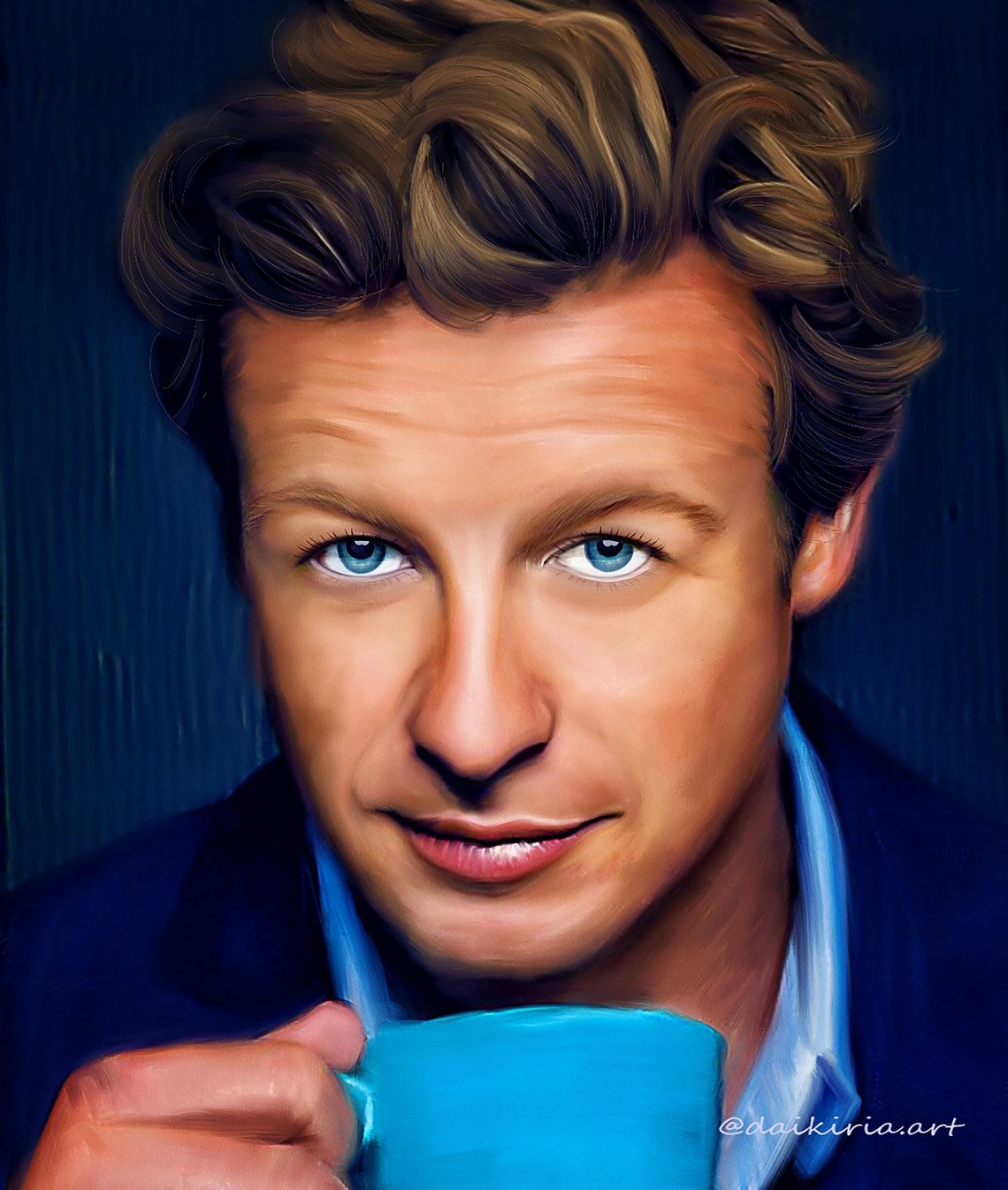 The Mentalist Patrick Jane Fan Art Digital Illustration Men Etsy