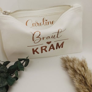 Personalisierte Kosmetiktasche als Notfalltäschchen für die Hochzeit oder einfach als schönes Geschenk für die Braut