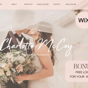 Paquete de plantillas de sitio web de fotografía, plantilla de sitio web wix, sitio web de fotógrafo de bodas, portafolio de sitios web, logotipo gratuito, sitio web de plantilla boho
