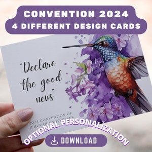 JW card convention 2024, Declare the Good News, special convention printable card, digital JW baptism gift, personalised encouraging card