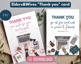 Printable Elders & Wives JW Thank You Cards, Greeting Cards, JW Gifts for Sister/Brother, JW Pioneer Couple Gifts Ideas, jw downloads gift