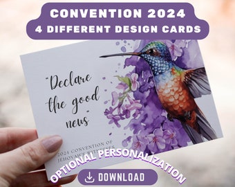 JW card convention 2024, Declare the Good News, special convention printable card, digital JW baptism gift, personalised encouraging card