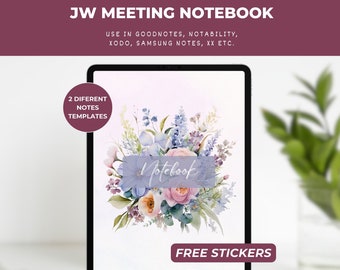 JW Meeting and Study Notebook, Samsung notes, meetings, convention, co visit, pdf iPad hyperlinked, jw stationery, jw gifts for sisters