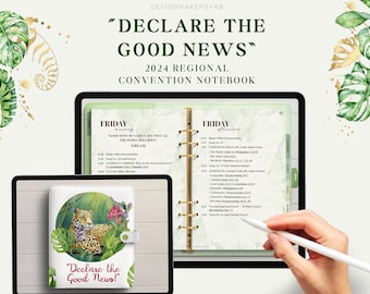 Declare the Good News, 2024 Regional Convention, JW 2024 digital notebook, JW convention notebook, minimalist JW notes, 2024 regional