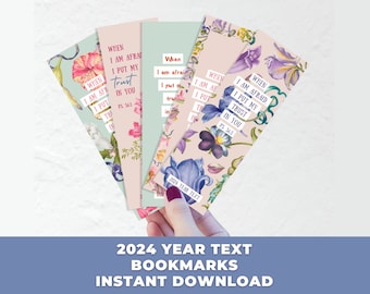 JW printable floral bookmarks gifts, 2024 year text bookmark, Psalms 56:3, Jw gift, digital download, Bible Scripture, Bible verse gift