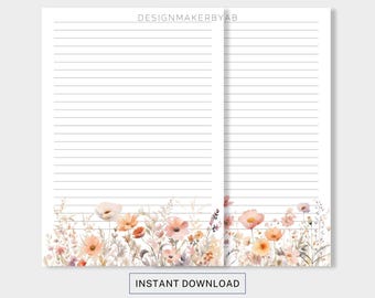 JW Brief Papier, JW Briefpapier, Field Service Lieferungen, Print zu Hause, Sofort Download, Blumen Briefpapier