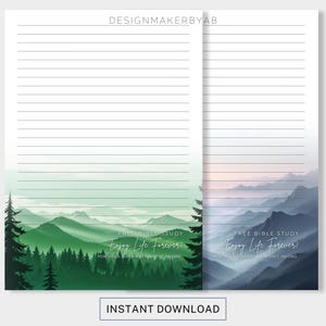 Papelería para cartas imprimibles de JW, invitación para estudio bíblico, tema de montaña forestal, JW Digital, membretes del ministerio, disfrute de la vida para siempre