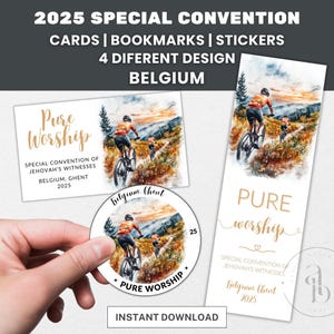 Convención Especial de los TJ de Bélgica 2025 en Gante, Adoración Pura, Regalos para la Convención Internacional de los TJ, Marcadores imprimibles, Tarjetas de los TJ, Pegatinas, Pin de regalo