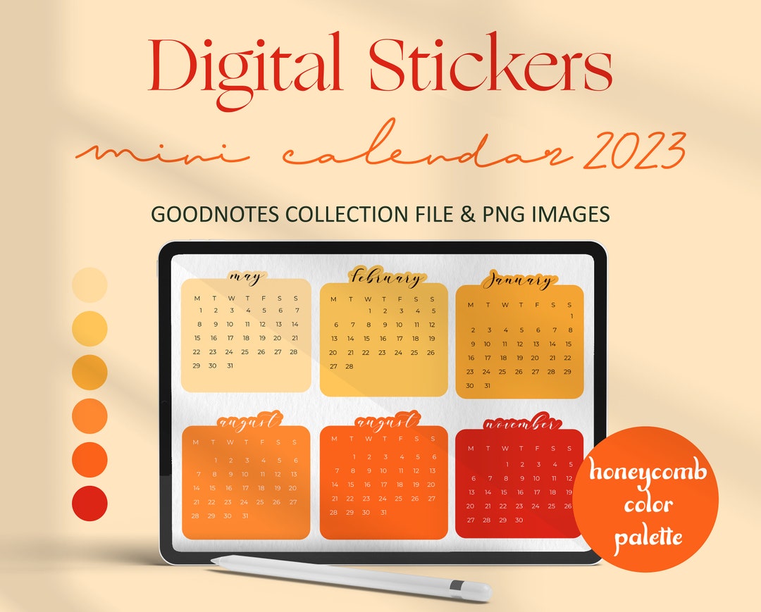 2023 Mini Calendar Digital Stickers Mini Calendar Sticker Etsy