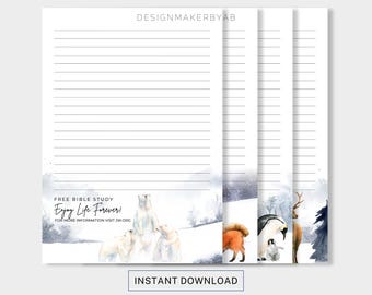 JW Printable Letter Writing Stationery, Bible Study Invitation, A4&US Letter, Cozy Winter Theme, Ministry Letterheads, Enjoy Life Forever