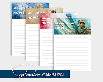 September 2025 Special Campaign End War, JW Letter Writing Paper, JW Printable, Lined and Unlined, Field Service Supplies, Letterhead Paper