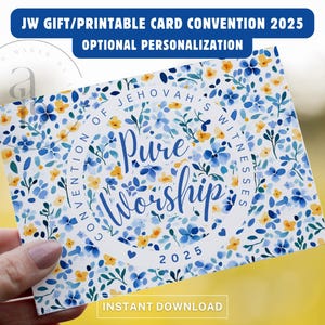 Adoración pura, tarjeta de aliento personalizada, tarjeta imprimible de la Convención 2025, descarga digital, regalo de bautismo, suministros de JW International
