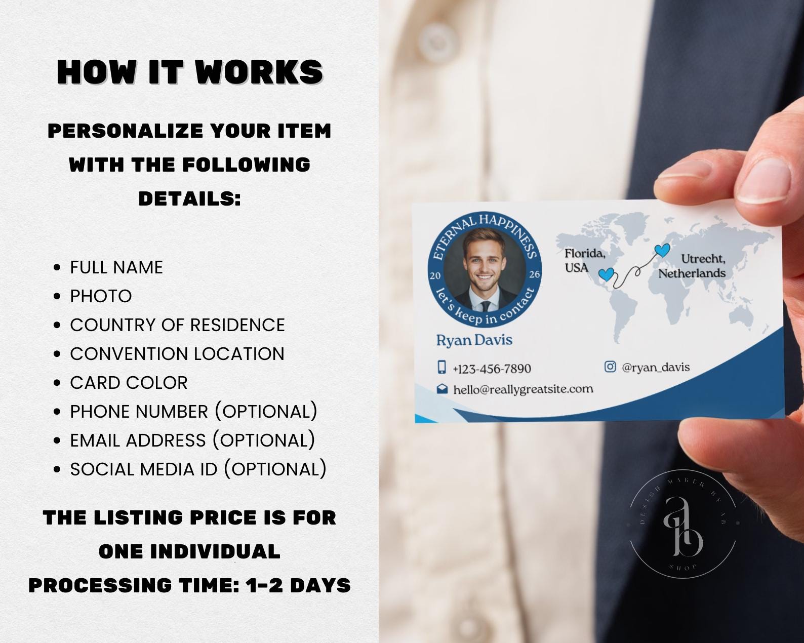 Personalized Special Convention Contact Card, Eternal Happiness 2026 ...