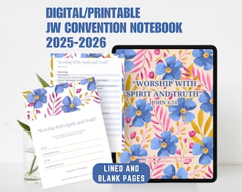 Worship With Spirit and Truth 2025-2026 Circuit Assembly Notebook, digitaal en afdrukbaar, JW Circuit Assembly Program, JW Notebook bloemen
