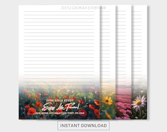 JW Letter Writing Paper, JW Writing Stationery, Field Service Supplies, Print at Home, Instant Download, Floral Stationary, Letterhead Paper