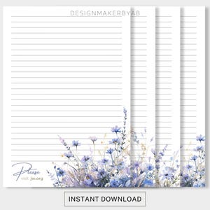 Papelería para escribir cartas imprimible de JW, tamaño A4 y carta de EE. UU., descarga digital de JW, membretes del ministerio, papel para escribir cartas con flores, papel para diario