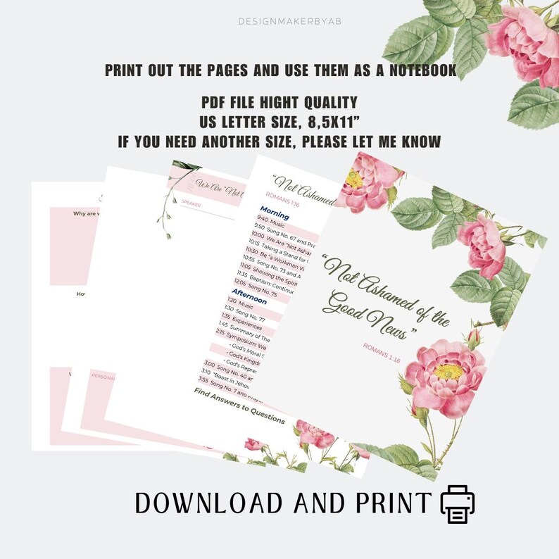 JW Printable Assembly Notebook Digital Not Ashamed of Good News 2024 ...