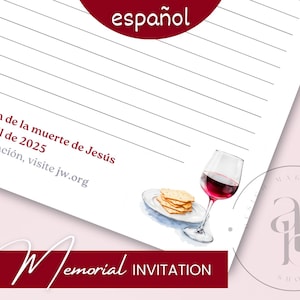 Invitación conmemorativa de los Testigos de Jehová, Cartas para escribir a los Testigos de Jehová, Papelería sin renglones, Papel con membrete, Lucas 22:19, Campaña conmemorativa de 2025, JW imprimible