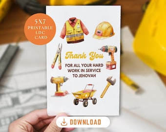 JW printable card, LDC print, jw gifts, Encouragement greeting card for construction projects, LDC volunteers appreciation, Ramapo, Bethel