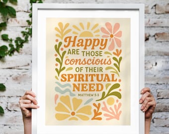 Yeartext 2026 Printable Poster, JW Gift, Scripture Wall Art, Digital Postcard Matthew 5:3, Printable Cards, JW Digital, JW pioneer gift