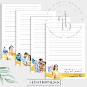 Papel para escribir imprimible de JW, invitación para estudiar la Biblia, disfrute de la vida para siempre, campaña especial, papelería de JW, membretes del ministerio, suministros de JW