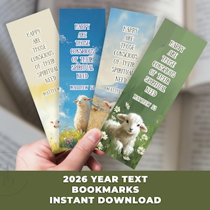 JW 2026 Yeartext Matthew 5:3 Printable Bookmarks Sheeps design Bundle Cards Gift Tags Printable Bible Verse Bookmarks PDF year text JW Gifts