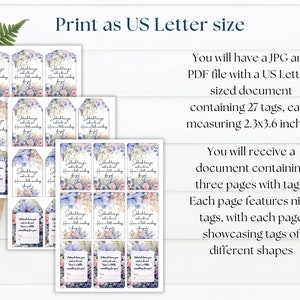 May include: A printable sheet of 27 gift tags featuring a floral design with the text "Jehovah bless you and all that you have. Here is a little something for you!" Each tag measures 2.3 x 3.6 inches.
