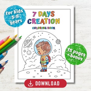 Regalo de JW Kids - Páginas de libros para colorear de historias bíblicas, páginas para colorear de 7 días de creación, libros de actividades imprimibles, libro de trabajo de reuniones de JW Kids