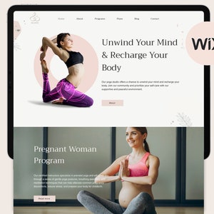 Wix Website Template Yoga Coach, Fitness Wix Website, Wix Template with Booking, Minimalist Website Template with Services & Shop for Yoga