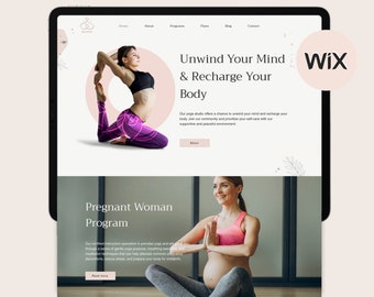 Wix Website Template Yoga Coach, Fitness Wix Website, Wix Template with Booking, Minimalist Website Template with Services & Shop for Yoga