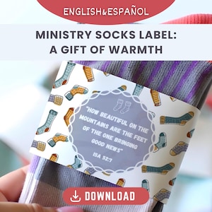 JW Ministry Sock Labels Printable English&Spanish, Pioneer Gifts, Digital Download, JW Gifts, Encouragement tag label card, DIY gift idea