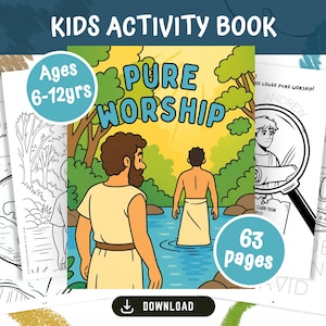 Cuaderno de actividades para niños de TJ: Adoración pura, Convención 2025, imprimible y para colorear, de 6 a 12 años, divertidas hojas educativas, descarga digital, regalos de TJ