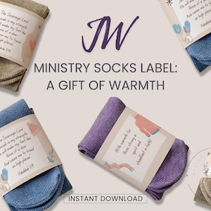 Etiquetas para calcetines del ministerio JW, regalos para pioneros, descarga digital, imprimibles de JW, regalos de JW, tarjeta con etiqueta de ánimo, idea de regalo para hacer uno mismo