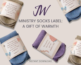 JW Ministry Sock Labels Printable, Pioneer Gifts, Digital Download, jw printables, JW Gifts, Encouragement tag label card, DIY gift idea