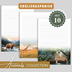 Set di carta da lettere JW, carta intestata JW, set di animali, cancelleria stampabile, invito allo studio della Bibbia, lettera A4 e USA, inglese, spagnolo