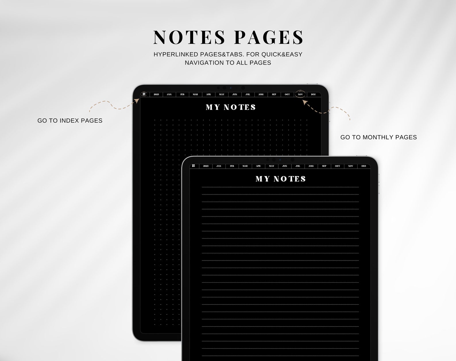 2023 Dark Mode Digital Planner Goodnotes Black Planner iPad Etsy