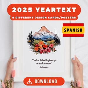 Yeartext 2025 druckbares Poster Spanisch, JW Geschenk, Schrift Wandkunst, digitale Postkarte Psalm 96: 8, druckbare Ermutigungskarten, JW Digital