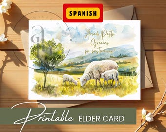 Spanische JW druckbare ältere Grußkarte, Amado Pastor Karte, liebevoller Hirte, ältere Wertschätzung, JW Dankeskarte, digitales Schriftgeschenk